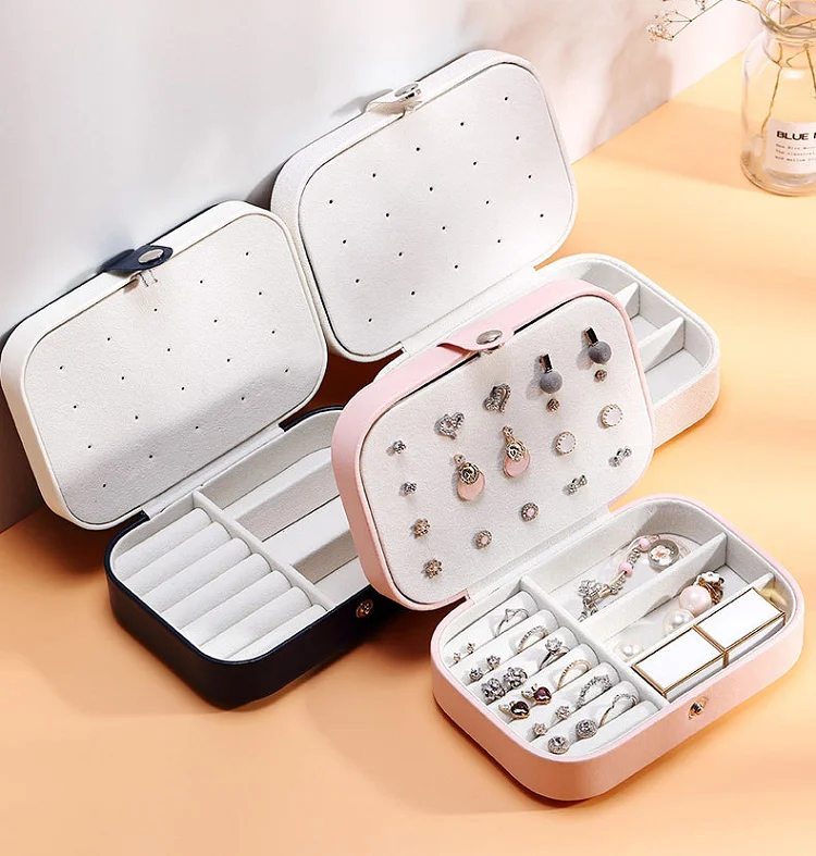Amazon Popular Products Jewelry Storage Box Double Layer Jewelry Case Organizer Box Bag