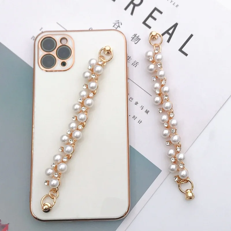 

Fashion Pearl Phone Chain 2021 Amazon Hot Selling Mobile Phone Chain Girls Fashion Phone Chain Strap, Pink blue green black white