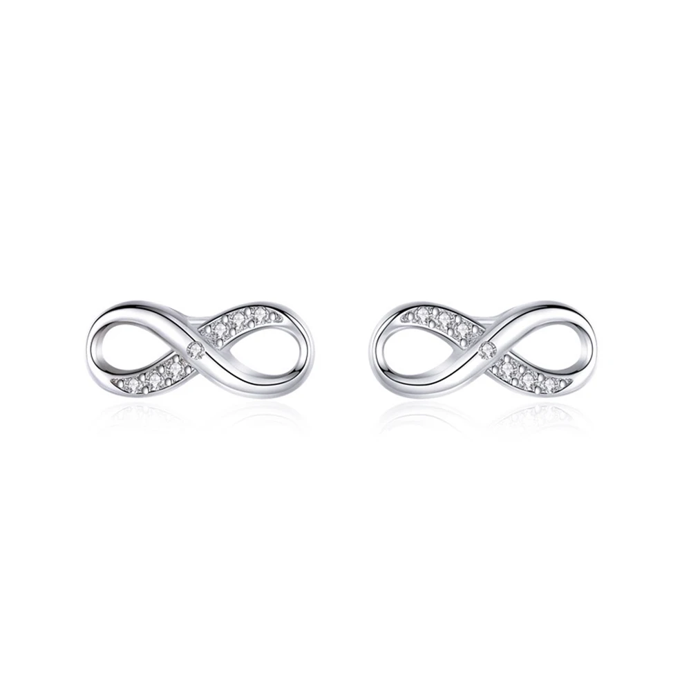 Wholesale Bulk Beautiful Jewellery Cubic Zircon 8 Shape Women Girls 925 Sterling Silver Stud Earrings for Fine Jewelry Gifts