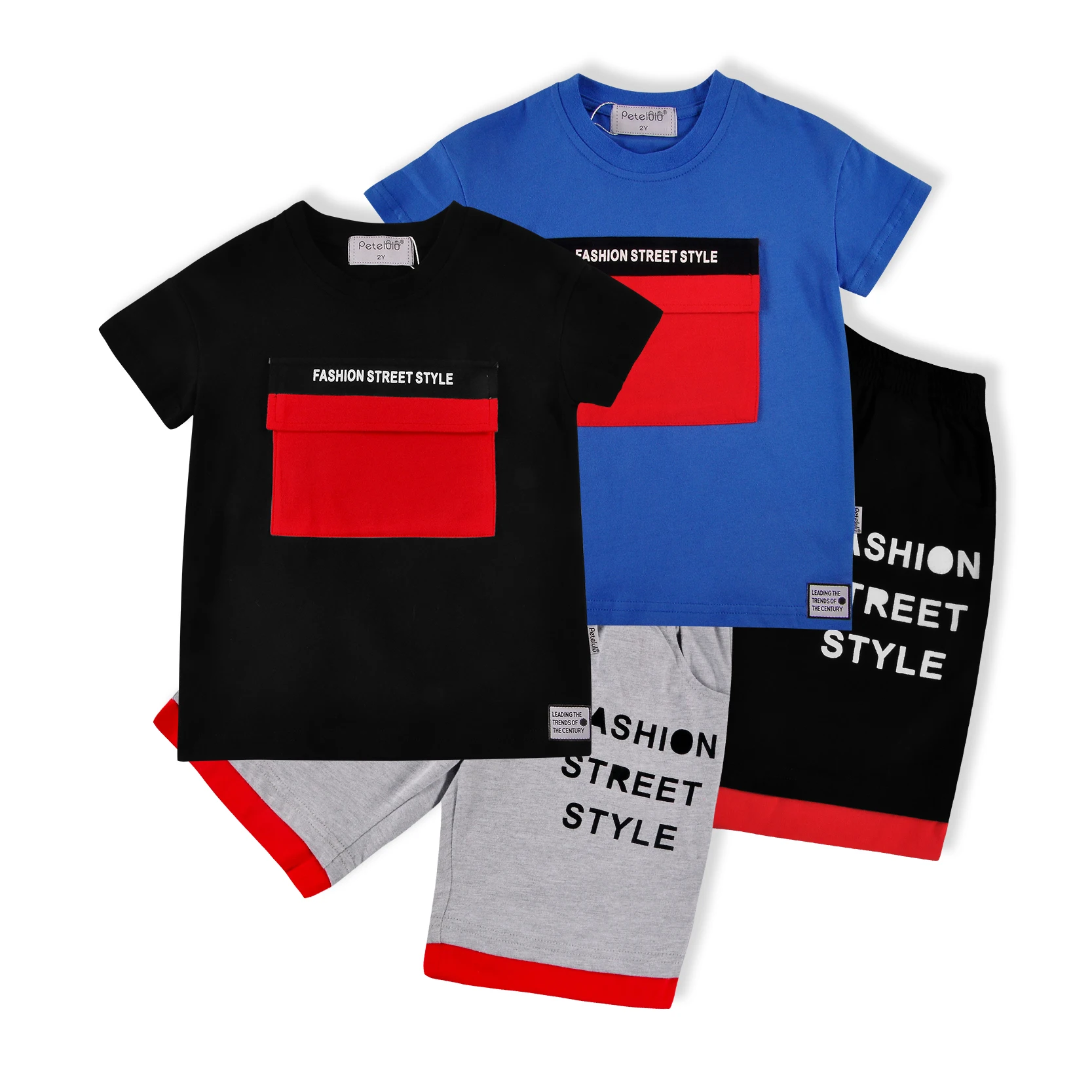

Wholesale Comfortable Casual Popular Bulk Printed Short-sleeved Shirts&shorts Kids Clothing Boys Children Clothes Sets