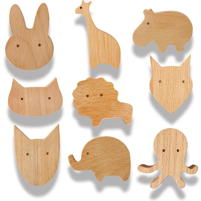 

Diyue DIYR201123 Ecofriendly Kids Wall Hanger Storage Wall Mount Natural Coat Wall Hook in Nordic Beech Wood Key Bag Organizer