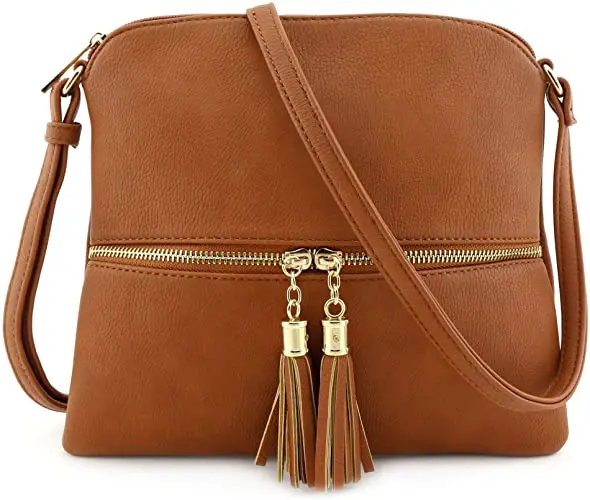 

2021 Hot selling pu leather women's crossbody handbag shoulder Lightweight Medium Crossbody Bag with Tassel, Red, grey, white, pink, brown