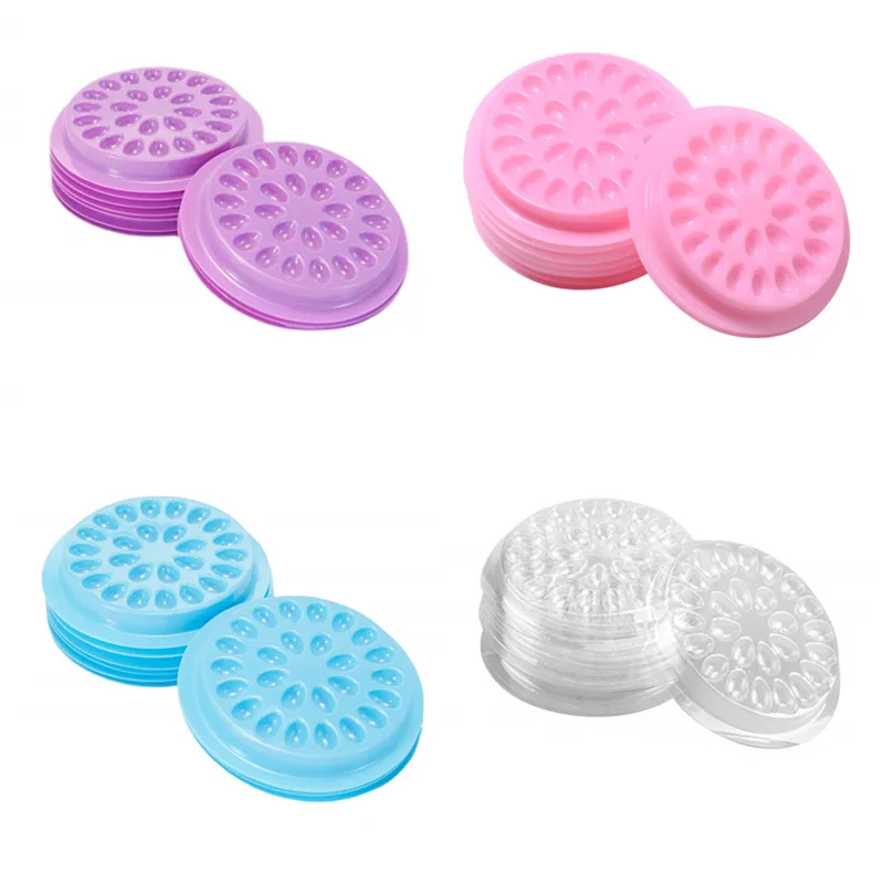 

False Eyelashes Extension Glue Holder Fake Eye Lashes Extension Pallet Pads Plastic Gasket For Eyelash Extensions Flower shape, Rose,pink,clear,blue,purple