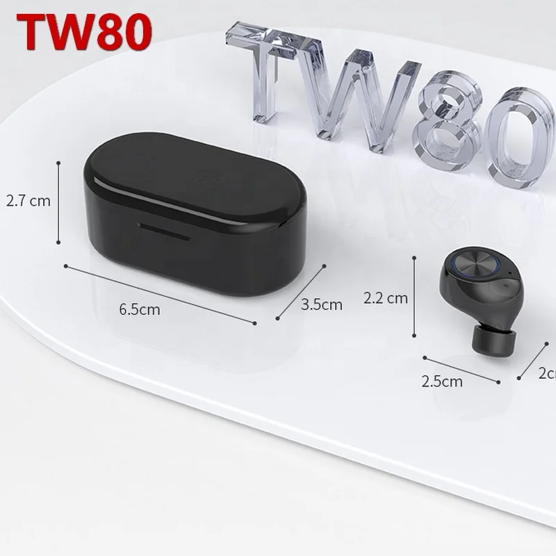 

2021 Smallest 5.0 Wireless Gaming Stereo gaming Headset Headphones Tws True Mini Tw80 Earbuds Earphone with Type C Connector