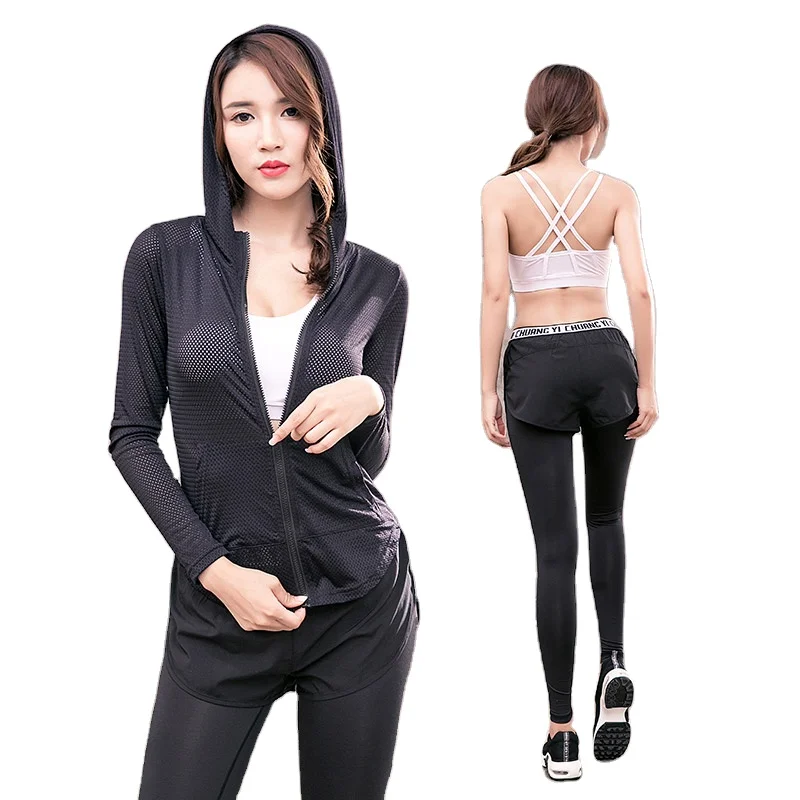 

2020 fashionable quick drying women Sports Running 3 Piece Set Yoga Suit