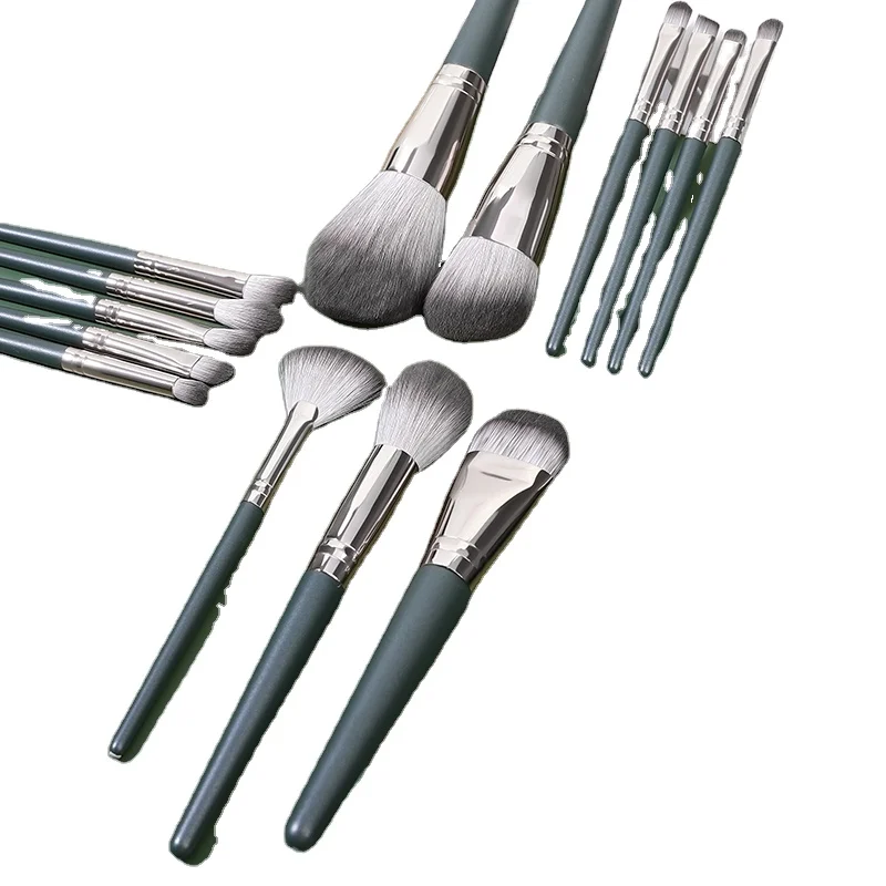 

Custom logo Glitter 14pcs makeup brushes with PU bag brush set professional