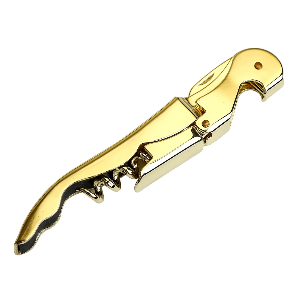 

Gold Plated Cork screw Double Hinge Waiters Wine Key Bottle Opener Sea Horse corkscrew