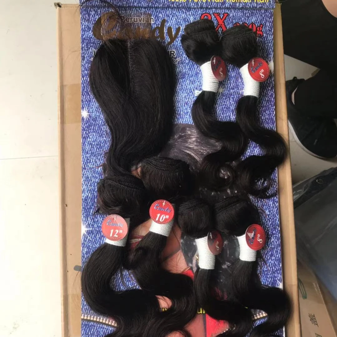 

First Beauty Cardy set product human hair bundles 8 piece three length, Natural black