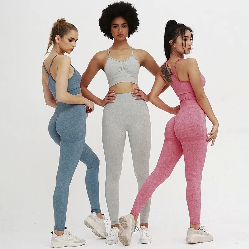 

BBZC2426 Women seamless knitted sportswear sexy fitness yoga set