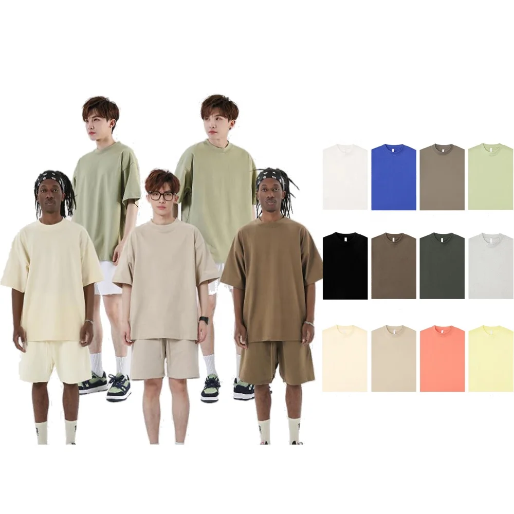 Wholesale Cotton Plain Oversized T-shirt Heavyweight T-shirts Custom Logo Men Puff Print Mock Neck T Shirt