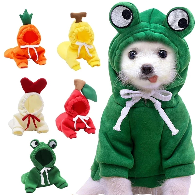 

Warm Dog Winter Clothes Cute Fruit Dog Coat Hoodies Fleece Pet Dogs Costume Jacket for French Bulldog Chihuahua Ropa Para Perro