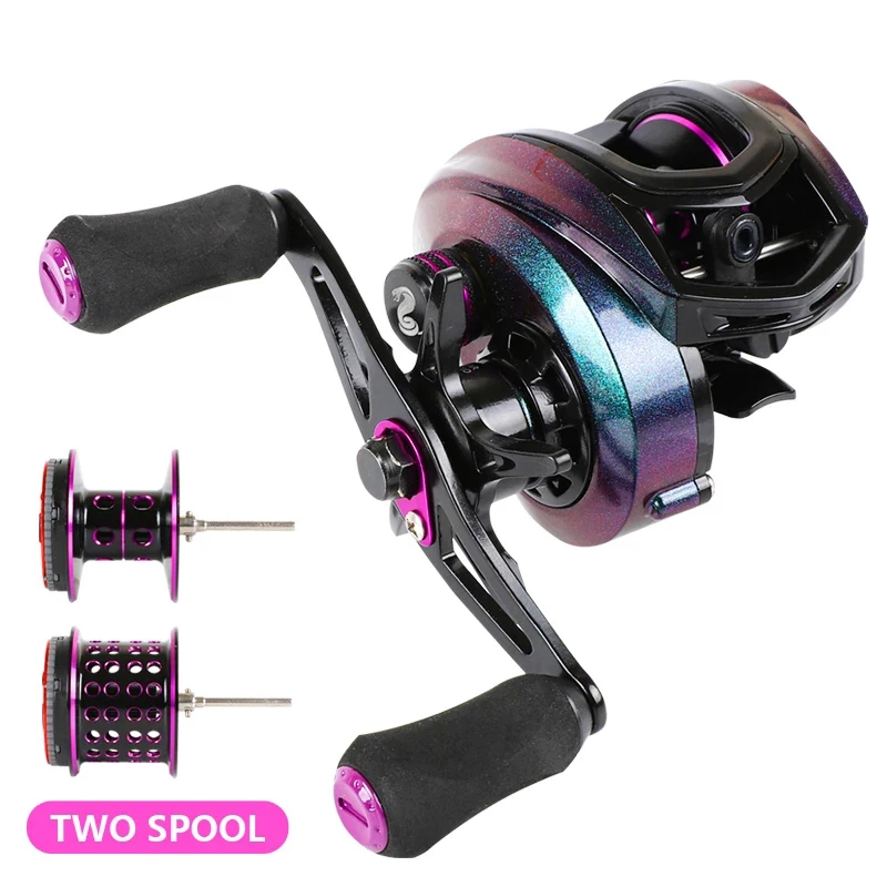 

11+1 BB Double Spool Cup Purple Left Right Hand Boat Fishing Casting Baitcast Reels, As showed