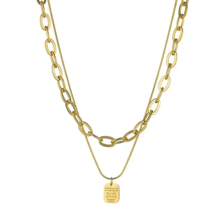 

Brand 2021 New Double Chain Lovely love letter Woman Necklace Pendant Gift