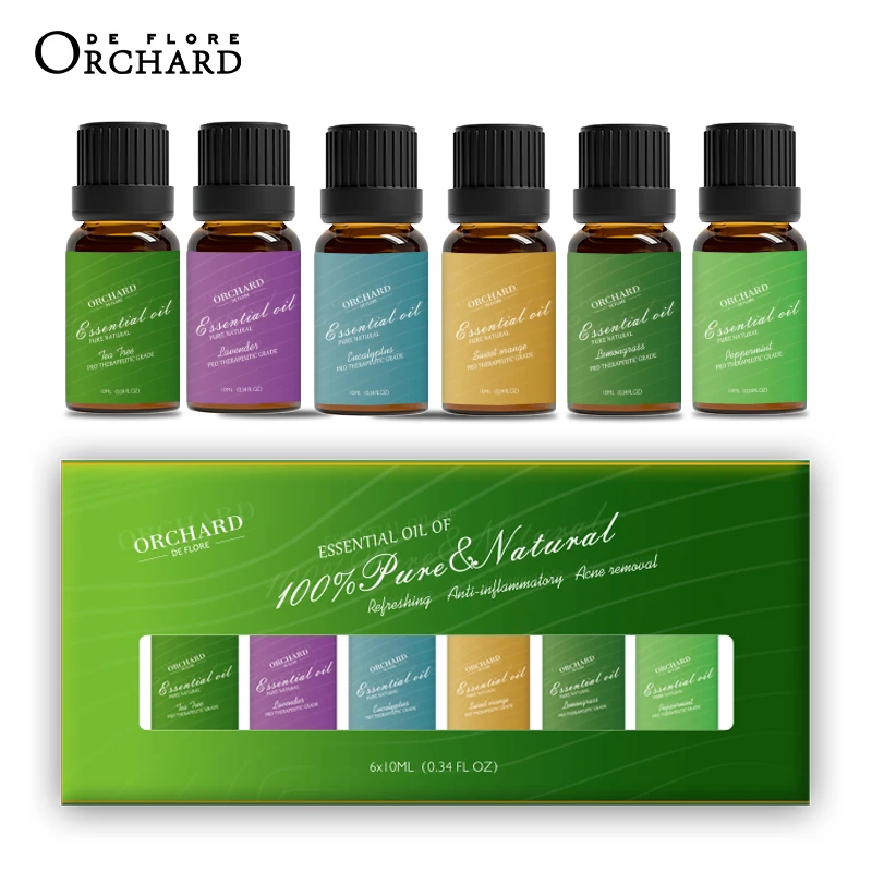 

Guangzhou ORCHARD wholesale body massage oils car scent diffuser essential oil 10ml*8 natural perfume essential oil gift set