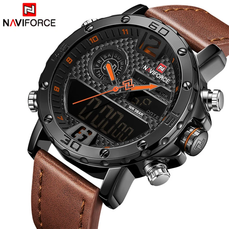 

NAVIFORCE 9134 Men LED Digital & Quartz Watches, As picture