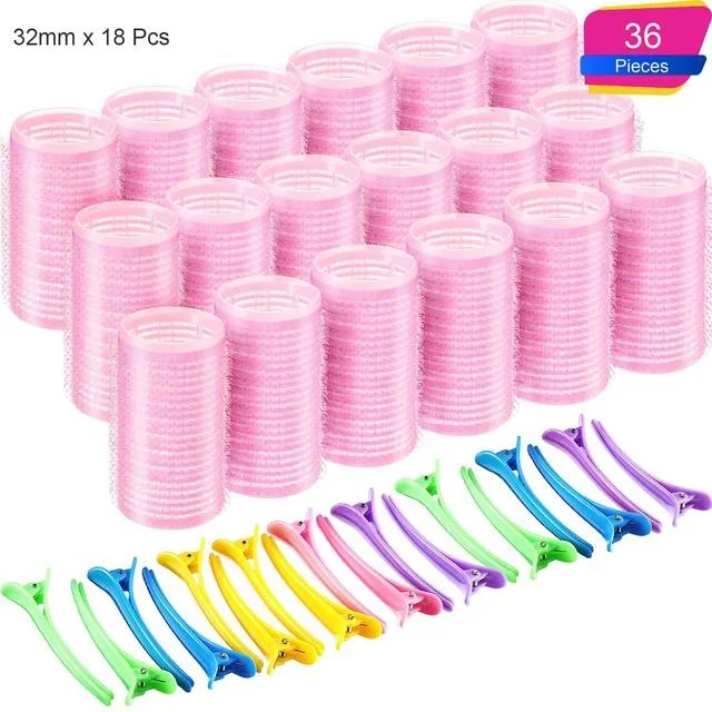 

BEAU FLY 36pcs Salon Nylon Wave Perm Rods Magic Hair Roller Curlers and Clips Set, Mixed