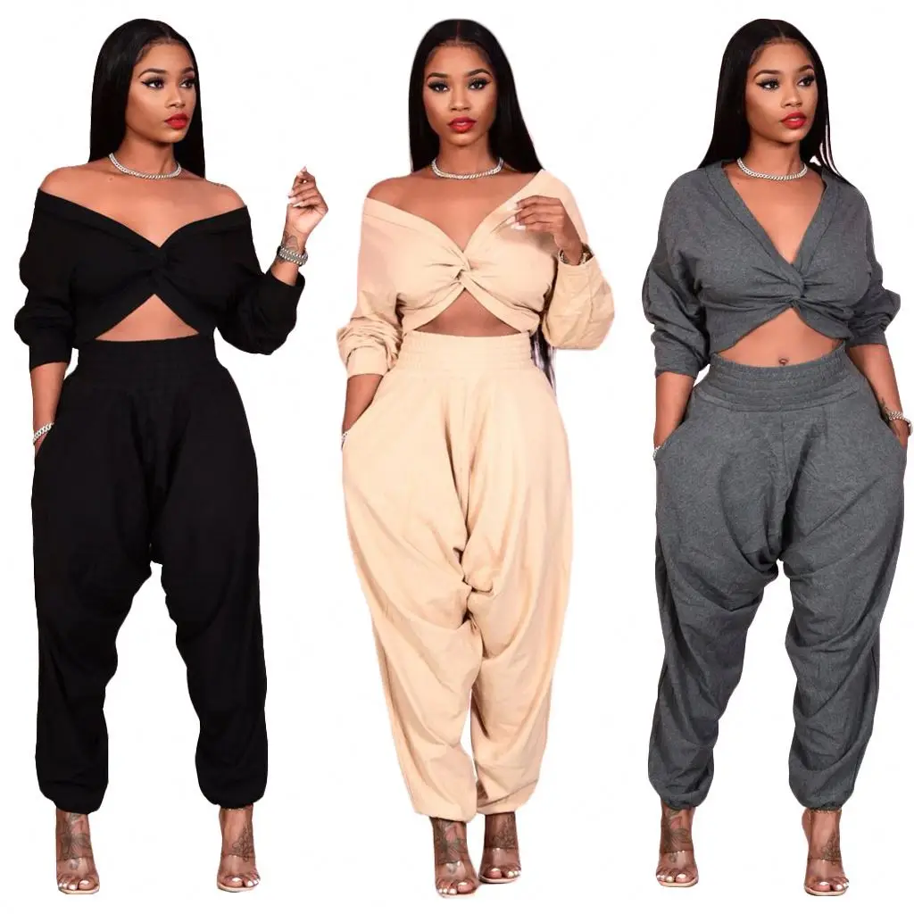 

M390047 Two piece pants set women clothing 2 piece outfit cute loose sexy lounge wear women