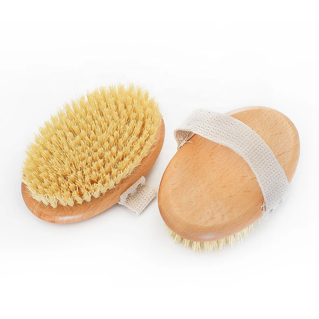 

Custom Logo Massage Cactus Sisal Bristle Wooden Dry Bath Body Exfoliating Scrub Dry Body Bath Brushes