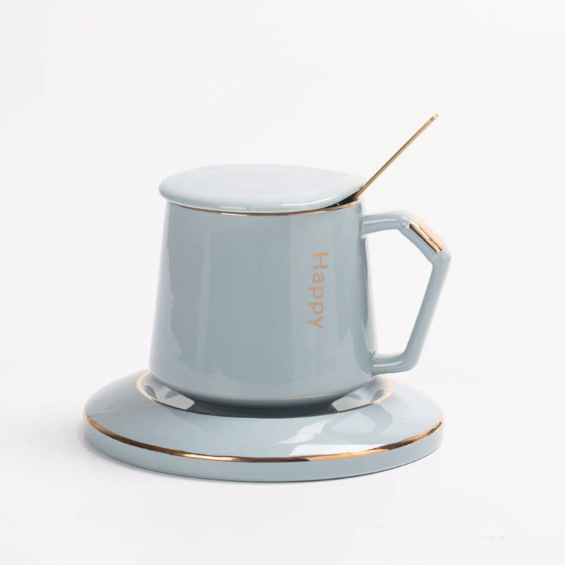 

2021 amazon hot ceramics repeatable heat tolerance hot water coffee tunnel turnover cup and cover ceramic mug with handle, Custom color