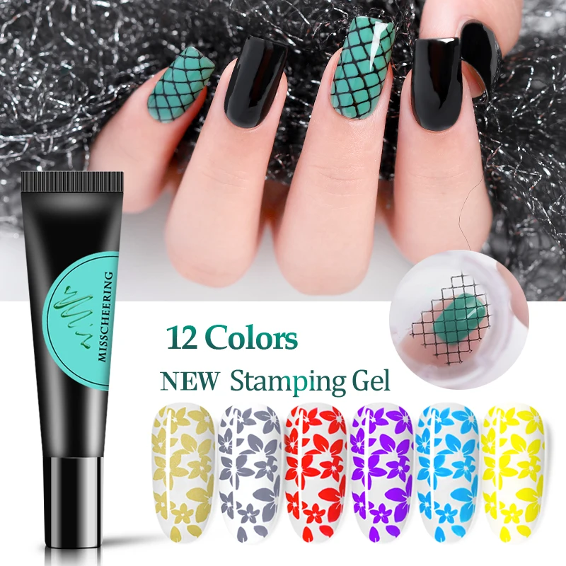 

8ml Nail Stamping Gel Polish Colorful Print Oil UV Gel Lacquer Soak Off Varnish for Transfer Stamper Plate DIY Nail Art Tools, 12 colors as picture