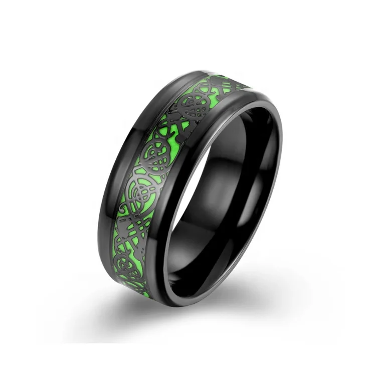 

Cool style glow in the dark luminous tungsten rings for men, Black