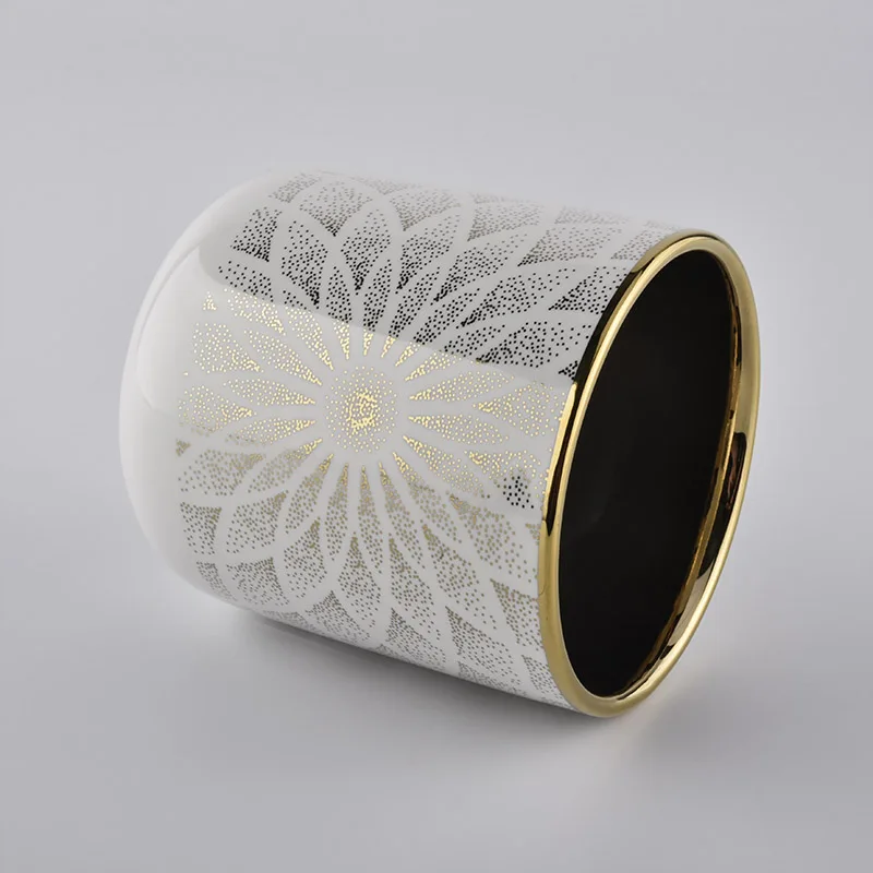 10oz ceramic candle vessels with gold printing