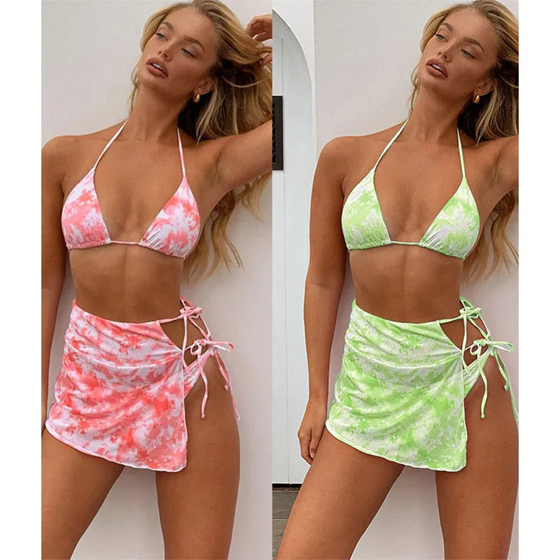 

Free shipping new hot sexy bikini tie-dye bind Three pieces woman swimsuit