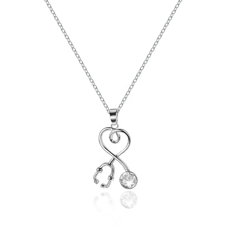 

Custom Nurse Doctor Medical Stethoscope Necklace Heart Pendant Charm Necklace Jewelry