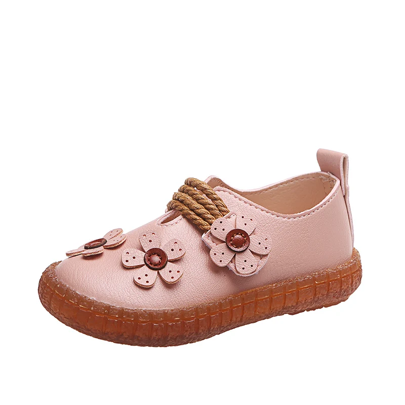 

Girls Marry Jane Flats Children Casual Dress Shoes, White/pink