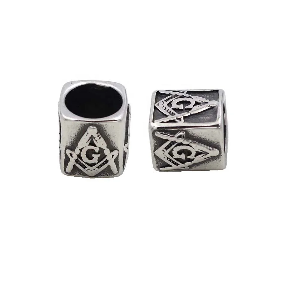 8MM Big Hole Beads Masonic Charm Beads  For Jewelry Making Metal DIY Accessories