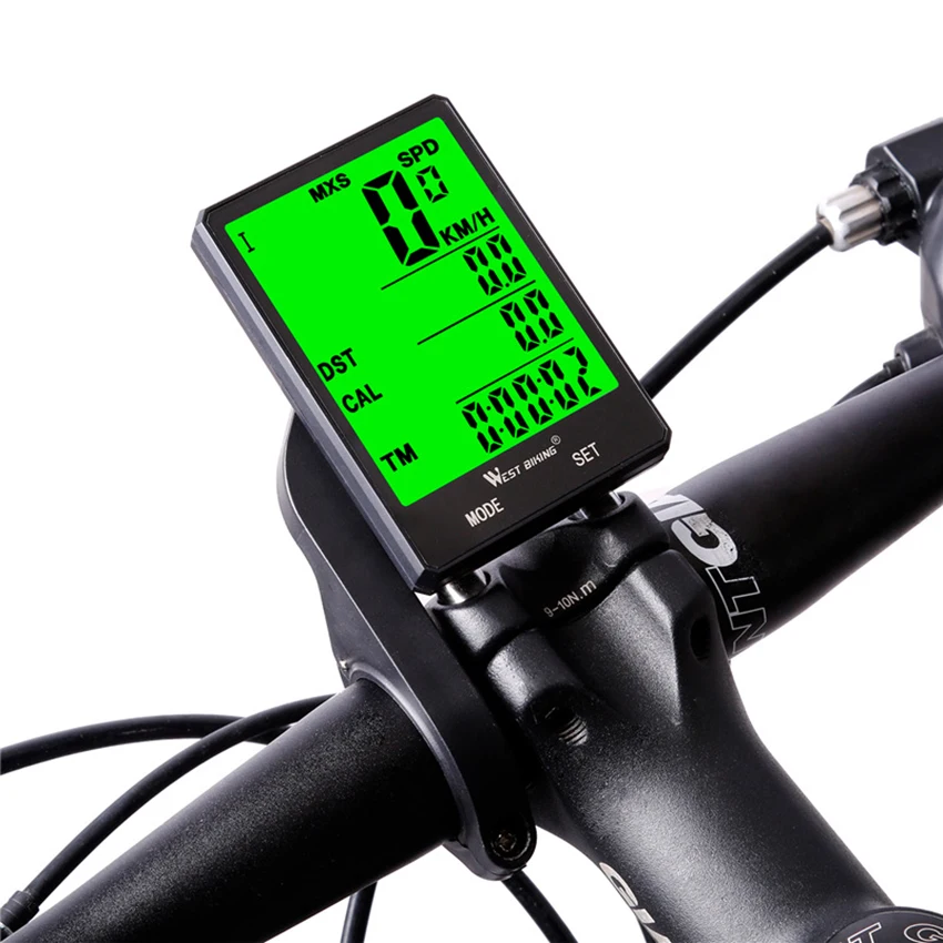 

Westbike 2.8 inch waterproof wired wireless bike digital Odometer Speedometer counter Cycling bicycle computer with LCD rate, Black