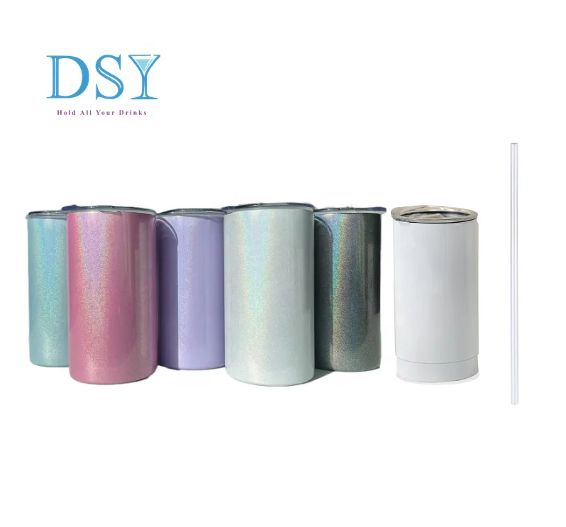 

DSY Sublimation Blank 12oz mini Skinny Tumbler Stainless Steel Double Wall Vacuum Insulated Slim Tumblers with Straw Lid, Sliver/ white sublimation/ shimmer sublimation