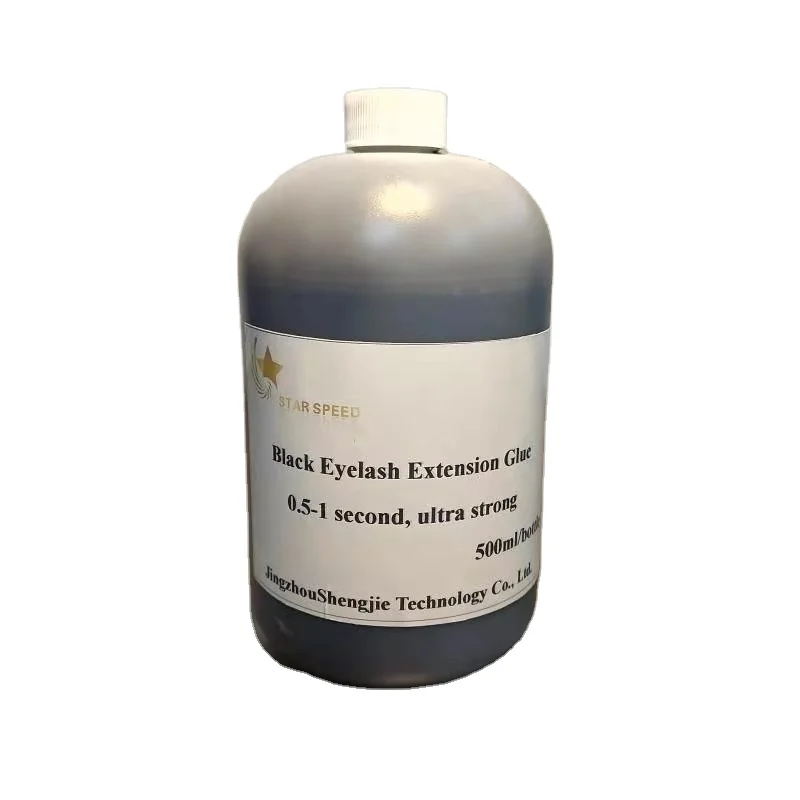 

Starspeed 0.5-1s Low Odor Black Eyelash Extension Glue in 500ML Bottle OEM Eyelash Adhesive Glue, Black eyelash glue