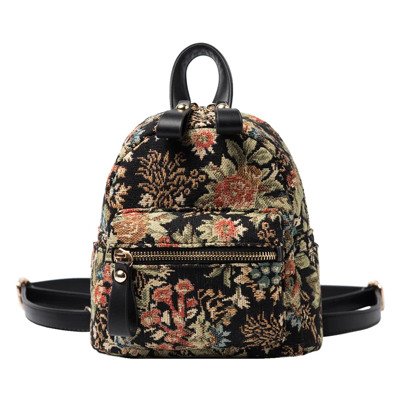 

Simple style embroidery Retro flower backpack school bags for girls fashion Casual backpack Bucket bag wholesale