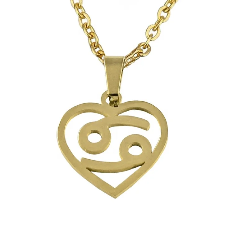 

Trendy Minimalist Jewelry 18K Gold Plated Heart Horoscope Star Sign Astrology Necklace Stainless Steel 12 Zodiac Sign Necklace