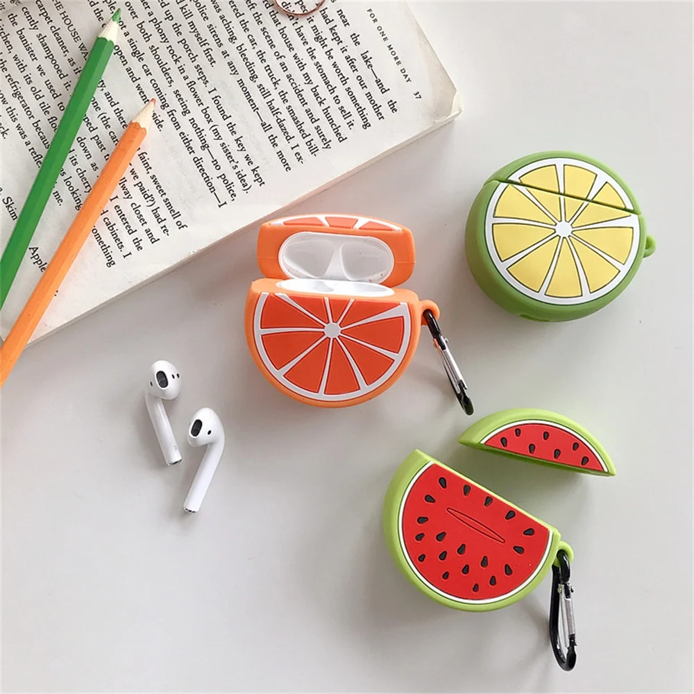 

kawaii fruit orange watermelon kiwi silicone earphone cover case for airpod