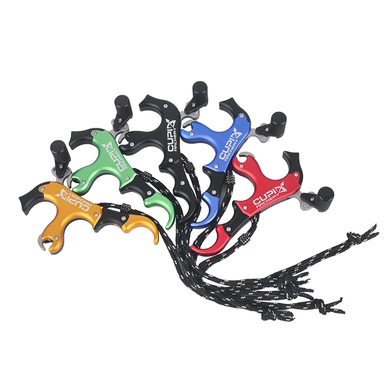

Archery compound bow Release 3 or 4 fingers thumb trigger release aid archery for bow, Black/red/yellow/blue/green
