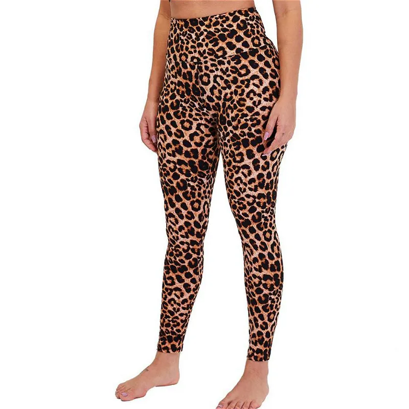 

High quality custom logo active wear high waist fitness leopard yoga pants sublimation animal print leggings for women fitness