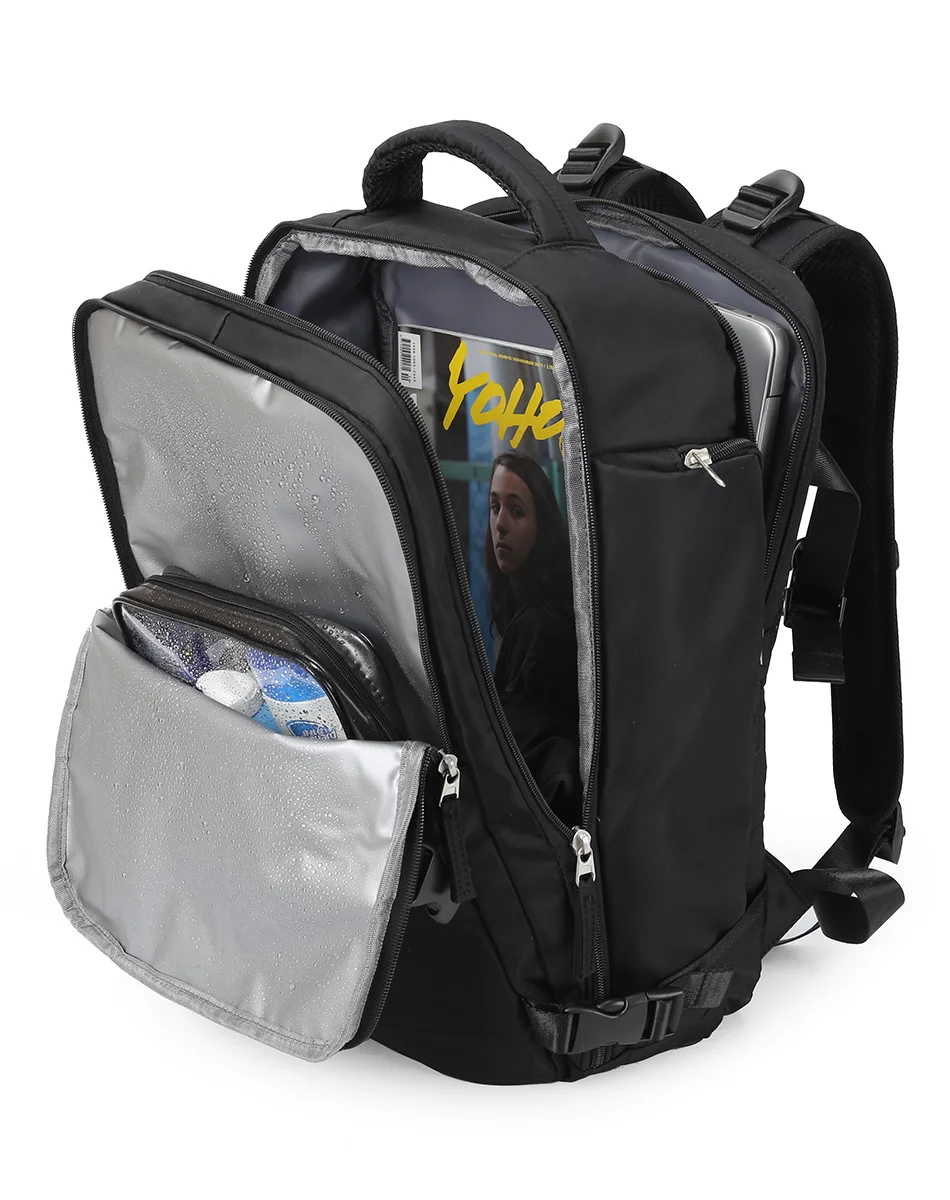 

Hot sale Lady anti theft waterproof laptop backpack with usb charger, Pink black