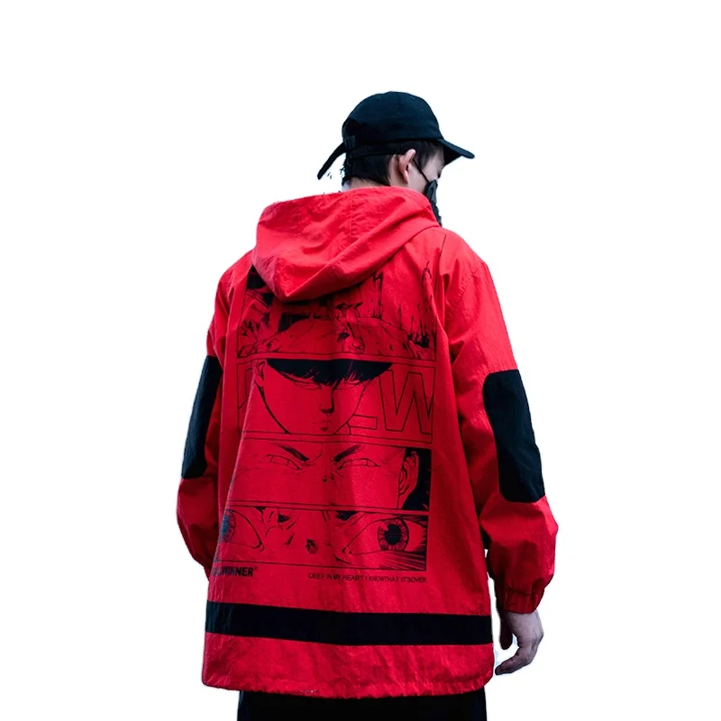 

KILLWINNER wholesale fashion polyester red hooded coats autumn windproof bomber light loose casual outdoor men jacket