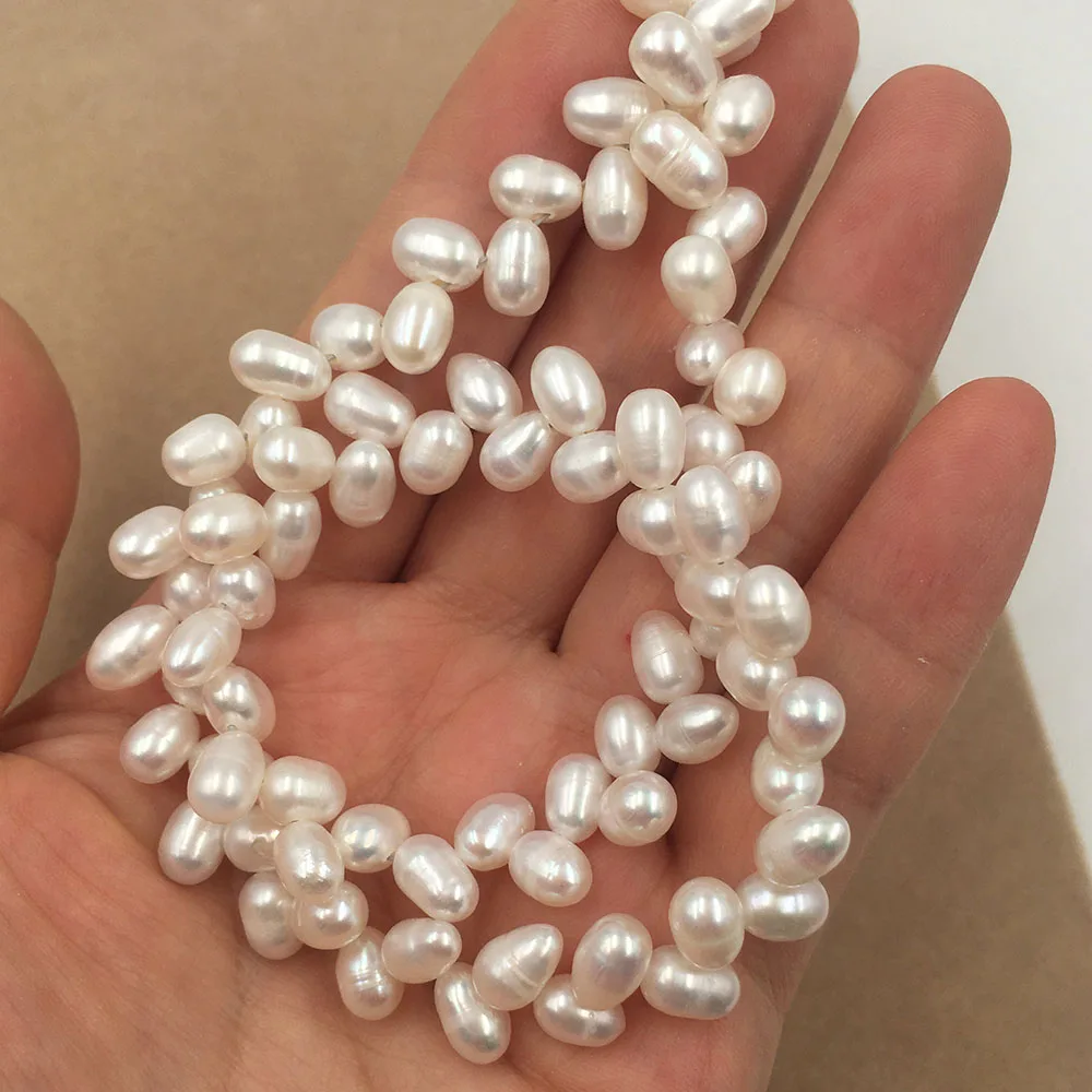 

5-6 mm rice pearl side hole nature pearl loose wholesale nature freshwater pearl in strand