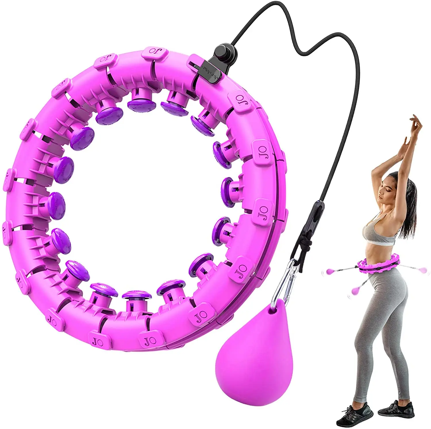 

Home Gym Weighted Smart Hula Hoops Intelligent Hula Hoops Lazy Waist Detachable Pink Smart Fitness Exercise Hula Hoops