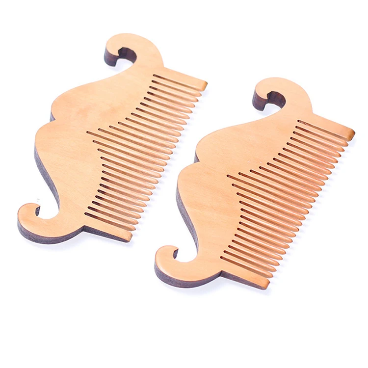 

wholesale men beard combs logo wood handle with own logo, Light brown/deep brown