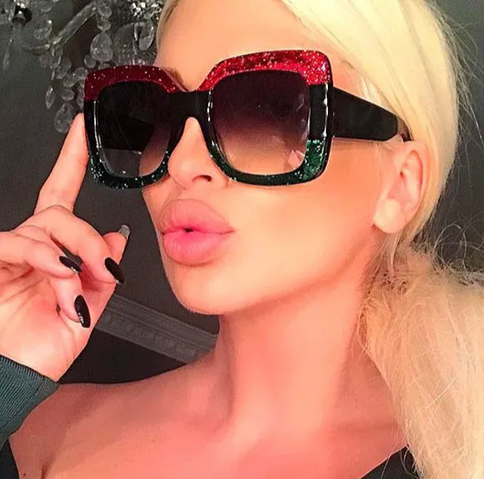 

X9004 shades big frame oversized sunglasses women branded sunglasses 2020 women luxury bling shades sunglasses for women, Black red green blue yellow purple