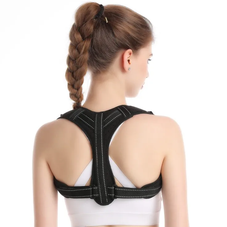 

Adjustable Clavicle Back Posture Support Belt Adjustable Back Support Posture Corrector with Reflective Stripes, Black