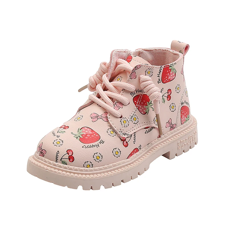 

XIXIBB 2020 Autumn new Girl Martin boots cute ankle boots baby Girls British style children's boots, Beige pink