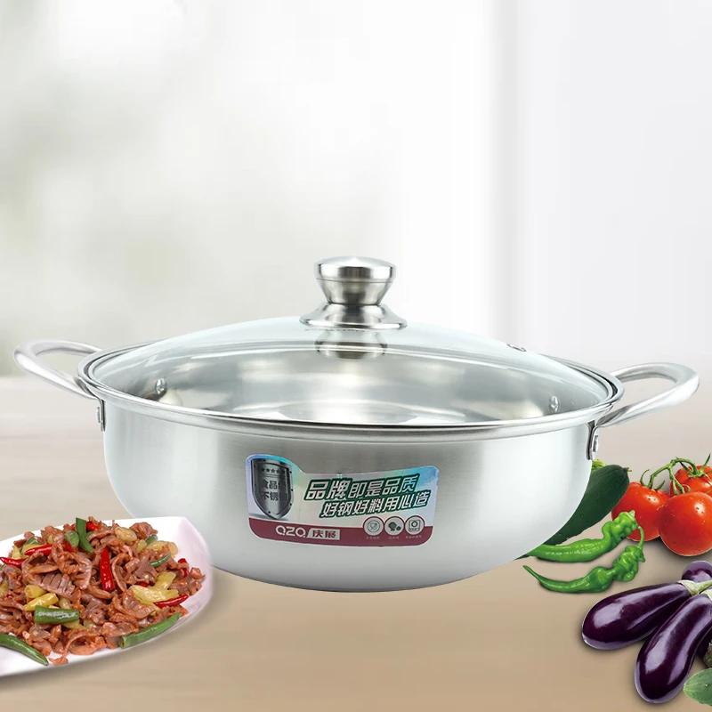 

Multifunctional Kitchenware Set Cookware Food Warmer Soup Cooking Stainless Steel Hot Pot with Lid, Silver