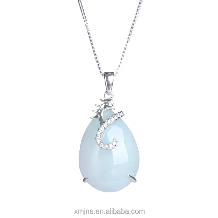 

Factory Wholesale Necklace Female 925 Silver Inlaid Water Drop Jade Pendant Exquisite Jade Pendant Live Source