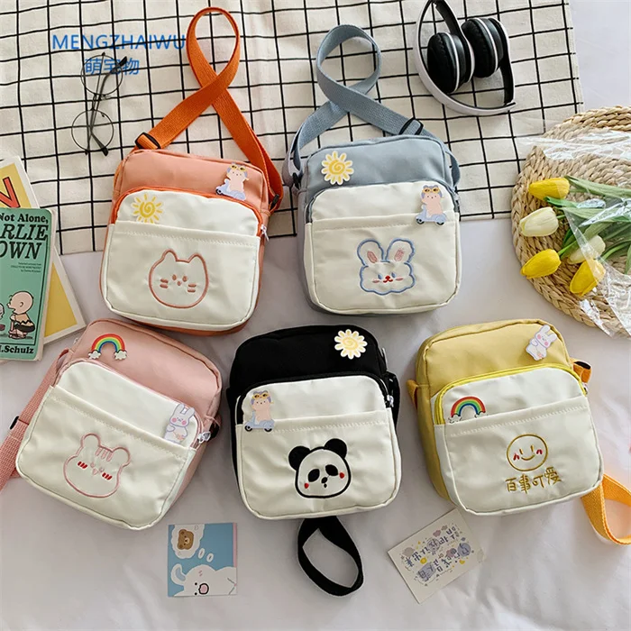 

China export small square bag fabric crossbody shoulder bag for girls womens carton cute children school small messenger bags