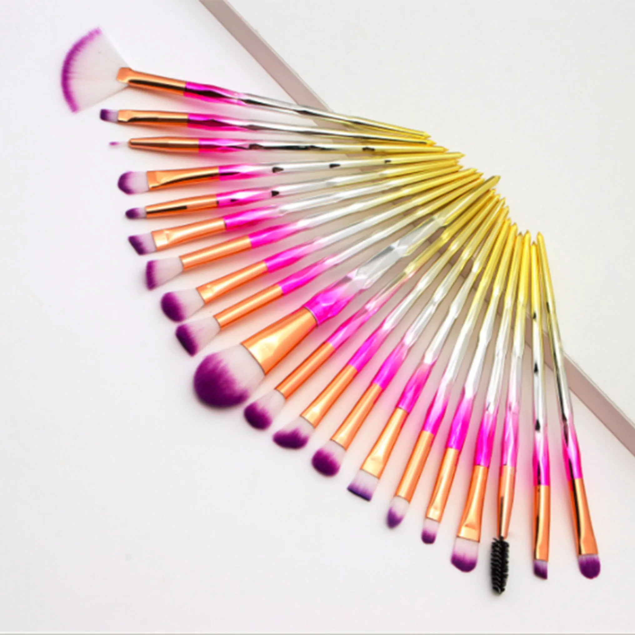 

20 pieces colorful diamond handle synthetic hair eye brush set hot selling custom logo eye brush set private label